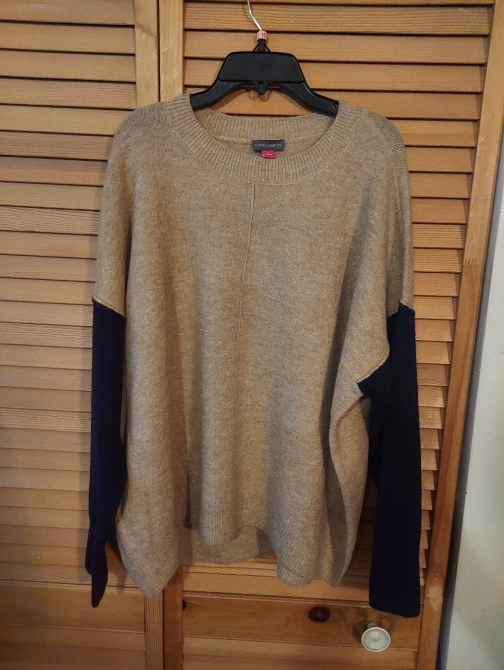 Vince Camuto Sweater Women's Large L Cream Colorblock Winter Oversized Cozy
